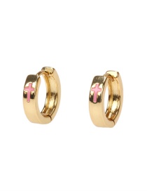 Fashion Pink Copper Drip Oil Cross Earrings