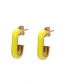 Fashion Yellow Copper Drop Oil C-shaped Earrings