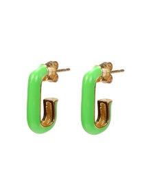 Fashion Fluorescent Green Copper Drop Oil C-shaped Earrings