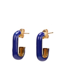 Fashion Blue Copper Drop Oil C-shaped Earrings