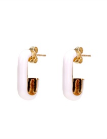 Fashion White Copper Drop Oil C-shaped Earrings