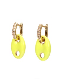 Fashion Yellow Copper Drop Oil Diamond Pig Nose Ear Ring