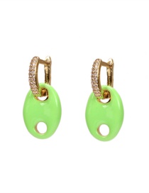 Fashion Fluorescent Green Copper Drop Oil Diamond Pig Nose Ear Ring