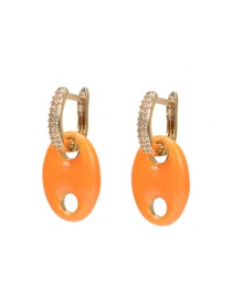 Fashion Orange Copper Drop Oil Diamond Pig Nose Ear Ring