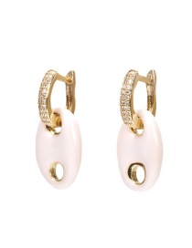 Fashion White Copper Drop Oil Diamond Pig Nose Ear Ring