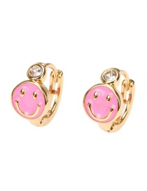 Fashion Pink Copper Drip Oil Smiley Earrings