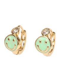 Fashion Light Green Copper Dripping Smiley Earrings