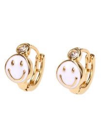 Fashion White Copper Dripping Smiley Earrings