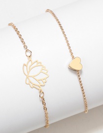 Fashion Gold Color Alloy Hollow Lotus Love Bracelet Set