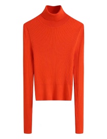 Fashion Orange Ribbed Turtleneck Sweater