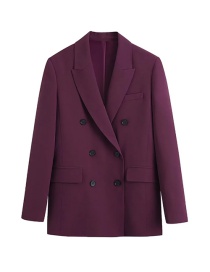 Fashion Dark Purple Double-breasted Blazer