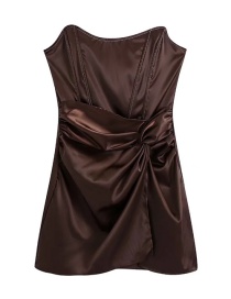 Fashion Brown Pleated Dress