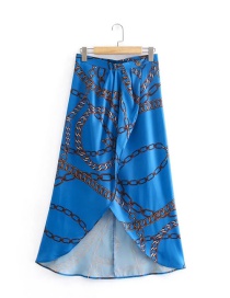 Fashion Blue Chain Print Sarong Skirt