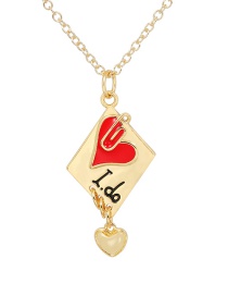 Fashion Gold Copper Drop Oil Love Letter Necklace