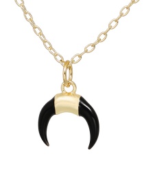 Fashion Black Copper Drip Oil Horn Necklace