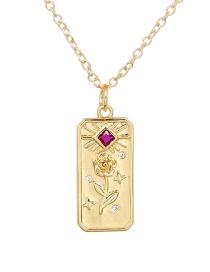 Fashion Gold Copper Inlaid Zirconium Square Flower Necklace