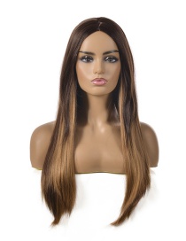 Fashion S751 Mid-section Straight Hair Gradient Color Wig