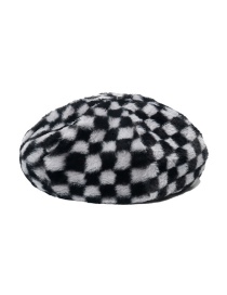 Fashion Grey Checkerboard Plush Beret