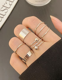 Fashion Silver Color Alloy Geometric Wide Face Ring Set