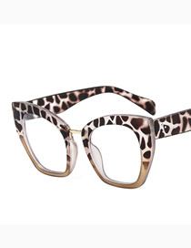 Fashion Leopard On Top And Tea On Bottom Cat Eye Large Frame Flat Glasses Frame