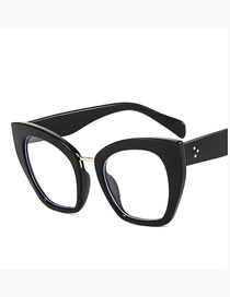 Fashion Bright Black Cat Eye Large Frame Flat Glasses Frame