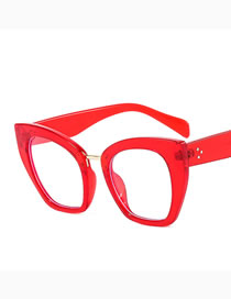 Fashion Big Red Cat Eye Large Frame Flat Glasses Frame