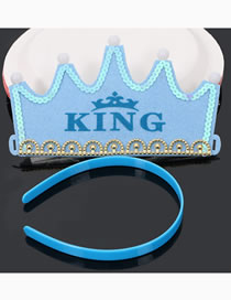Fashion Split Blue King Children's Letter Print Luminous Crown Hat