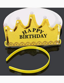 Fashion Happy Birthday Split Yellow Children's Letter Print Luminous Crown Hat