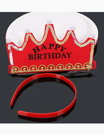 Fashion Happy Birthday Split Red Children's Letter Print Luminous Crown Hat
