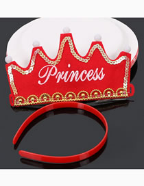 Fashion Split Red Princess Children's Letter Print Luminous Crown Hat