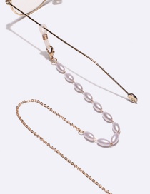 Fashion Gold Color Rice-shaped Pearl Bead Stitching Glasses Chain