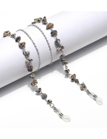 Fashion Silver Color Leopard Gravel Geometric Glasses Chain