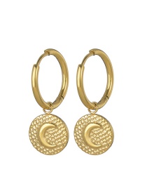 Fashion Gold Color Titanium Steel Geometric Moon Round Earrings