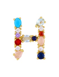 Fashion H 26 Letters Necklace With Copper Inlaid Color Zirconium