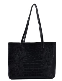 Fashion Black Crocodile Pattern Large-capacity Single-shoulder Mother And Daughter Bag