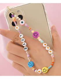 Fashion B Rice Beads Beaded Letter Beads Soft Pottery Smiley Phone Chain