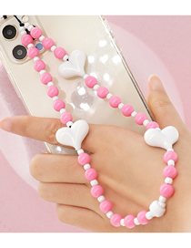 Fashion D Acrylic Beaded Peach Heart Phone Chain