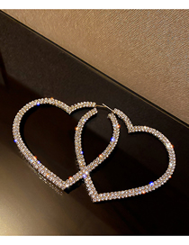 Fashion Silver Color Full Of Diamond Love Earrings