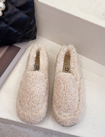 Fashion Off White Plush Round-toe Flat-bottomed Cotton Shoes