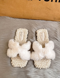 Fashion Off-white Plush Open-toed Slippers