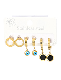 Fashion Gold Stainless Steel Letter Eye Ear Ring Set