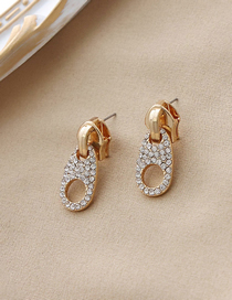 Fashion Gold Color Alloy Diamond Zipper Head Earrings
