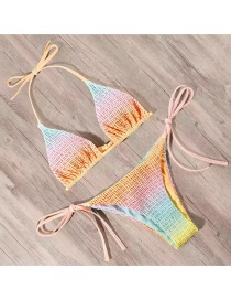Fashion 10# Geometric Print Lace-up Pleated Split Swimsuit
