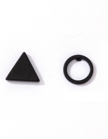 Fashion Black Alloy Geometric Triangle Round Asymmetrical Stud Earrings
