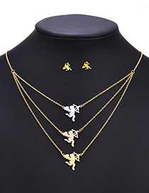 Fashion Color Stainless Steel Angel Stud Necklace Set