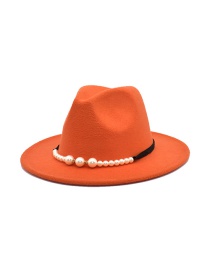 Fashion Orange Woolen Flat-edge Pearl Jazz Hat