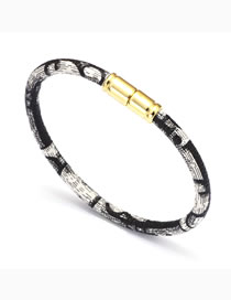 Fashion 5# Pu Leather Printed Alloy Magnetic Buckle Bracelet
