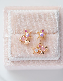 Fashion Asymmetry 2 Brass Diamond Bear Love Geometric Stud Earrings