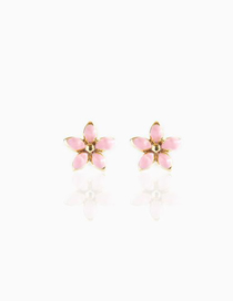 Fashion Pink Gold-plated Bronze Petal Earrings