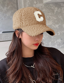Fashion Khaki Lamb Wool Alphabet Baseball Cap